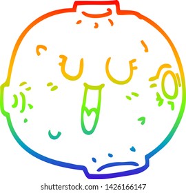 dibujo de línea de gradiente de arco iris de una luna brillante de dibujos animados