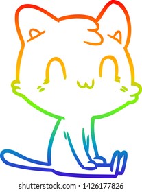 Regenbogen-Farbverlauf-Zeichnung einer Cartoon-glücklichen Katze
