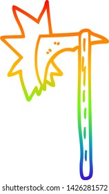 Regenbogengradientenzeichnung einer Cartoon-Viking-Axt
