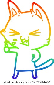 dibujo de una línea de degradado de un gato de dibujos animados silbido