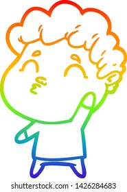 dibujo de una línea de gradiente de arcoiris de un hombre de dibujos animados