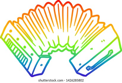 rainbow gradient line drawing of a cartoon accordion