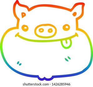 Regenbogen-Farbverlauf-Zeichnung einer Cartoon-glücklichen Schweinefläche