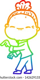 dibujo de una anciana pacífica con gradiente de arco iris