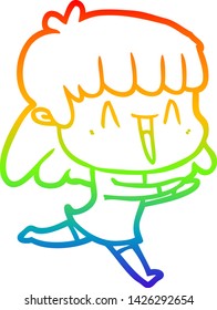 rainbow gradient line drawing of a cartoon woman