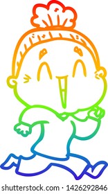 Regenbogen-Farbverlauf-Zeichnung einer Cartoon glücklichen alten Dame