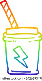 rainbow gradient line drawing of a cartoon take out drink