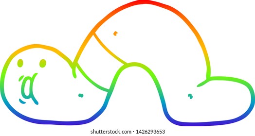Regenbogen-Farbverlauf-Zeichnung eines Cartoons überrascht Wurm