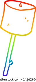 rainbow gradient line drawing of a cartoon toasted marshmallow