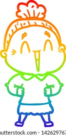 dibujo de la línea de gradiente del arco iris de una anciana feliz