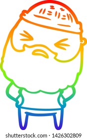 rainbow gradient line drawing of a cartoon man with beard