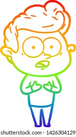 rainbow gradient line drawing of a cartoon staring man