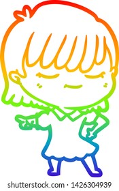 dibujo de una mujer de dibujos animados con gradiente de arco iris