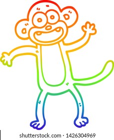 rainbow gradient line drawing of a cartoon crazy monkey