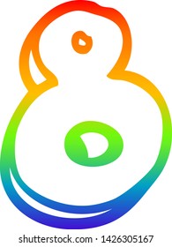 rainbow gradient line drawing of a cartoon number eight