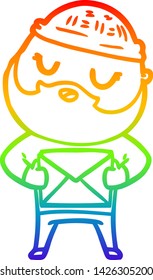 rainbow gradient line drawing of a cartoon man with beard