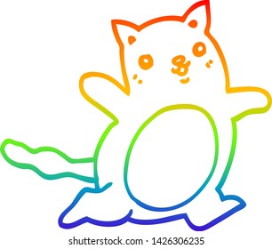 rainbow gradient line drawing of a cartoon cat