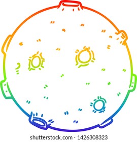 rainbow gradient line drawing of a cartoon moon