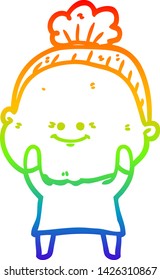 dibujo de una anciana feliz con un degradado de arco iris