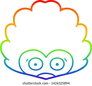 dibujo de línea de gradiente de arco iris de un erizo de dibujos animados