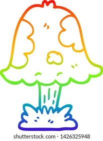 rainbow gradient line drawing of a cartoon mushroom