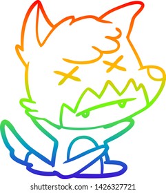 dibujo de una línea de degradado de arco iris de un zorro de ojos cruzados