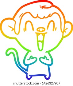 Regenbogen-Farbverlauf-Zeichnung eines Cartoons lachenden Affen