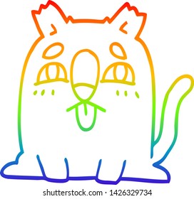 rainbow gradient line drawing of a cartoon funny cat
