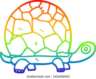 rainbow gradient line drawing of a cartoon tortoise