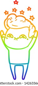 rainbow gradient line drawing of a cartoon excited man