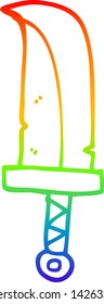 Regenbogengradientenzeichnung eines Cartoon-Daggers