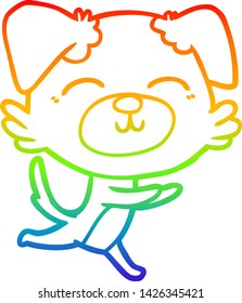 dibujo de línea de gradiente de arco iris de un perro caricaturista