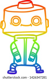 dibujo de línea de gradiente de arco iris de un robot de dibujos animados