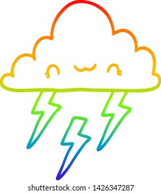 dibujo de una nube de tormenta de caricatura con gradiente de arco iris