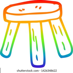 rainbow gradient line drawing of a cartoon small stool