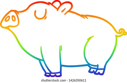 Regenbogengradientenzeichnung eines Kartoonschweins