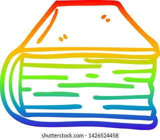rainbow gradient line drawing of a cartoon old book