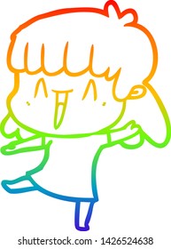 rainbow gradient line drawing of a cartoon woman