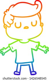 rainbow gradient line drawing of a cartoon aloof man