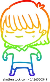 rainbow gradient line drawing of a cartoon woman