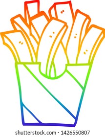 dibujo de una línea de degradado de arcoiris de papas fritas para retirar dibujos animados