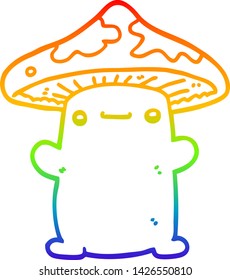 rainbow gradient line drawing of a cartoon mushroom