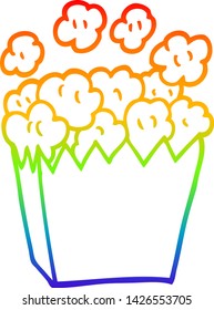 rainbow gradient line drawing of a cartoon cinema popcorn