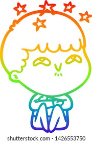 Regenbogen-Farbverlauf-Zeichnung eines Cartoon-erstaunt Jungen