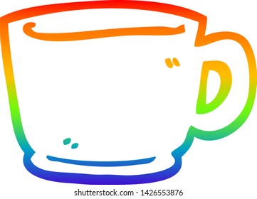 rainbow gradient line drawing of a cartoon tea cup