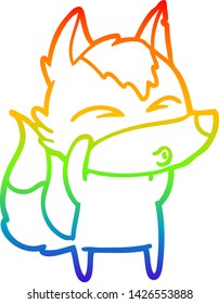 dibujo de una línea degradada de un lobo de dibujos animados