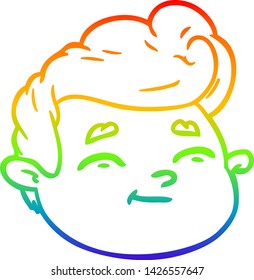 rainbow gradient line drawing of a cartoon male face