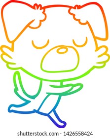 rainbow gradient line drawing of a cartoon dog