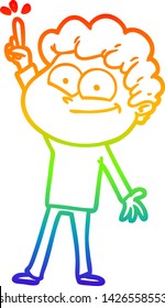 rainbow gradient line drawing of a cartoon happy man