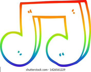 rainbow gradient line drawing of a cartoon musical notes